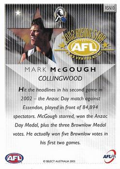 2003 Select XL Ultra AFL - Rising Star Nominees 2002 #RSN10 Mark McGough Back